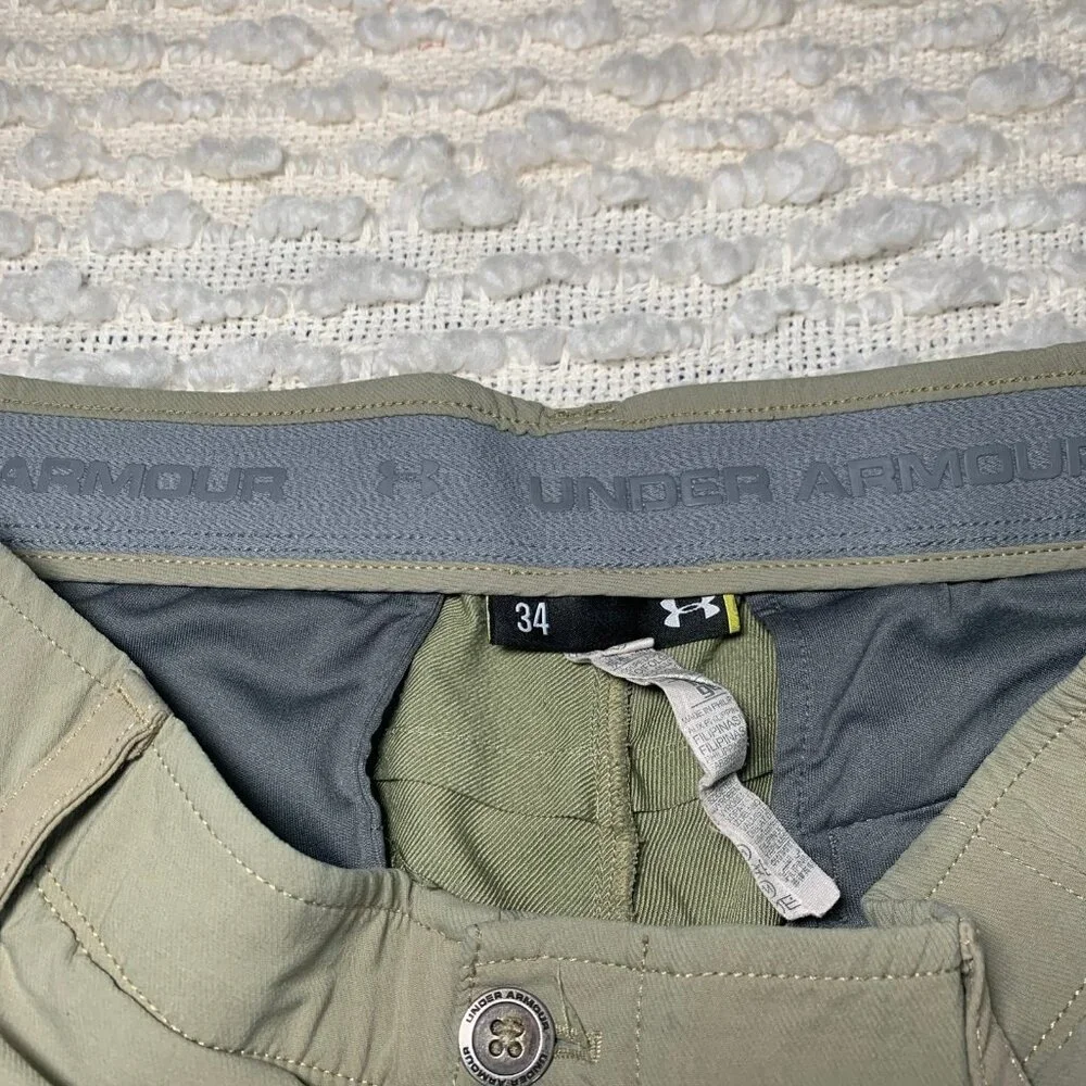 Men's Under Armour‎ Tan/Khaki Golf Performance Bermuda Sports Shorts 34